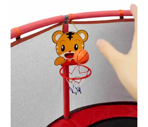 Bērnu batuts dārza bumbu tīkls basketbola 150cm sarkans