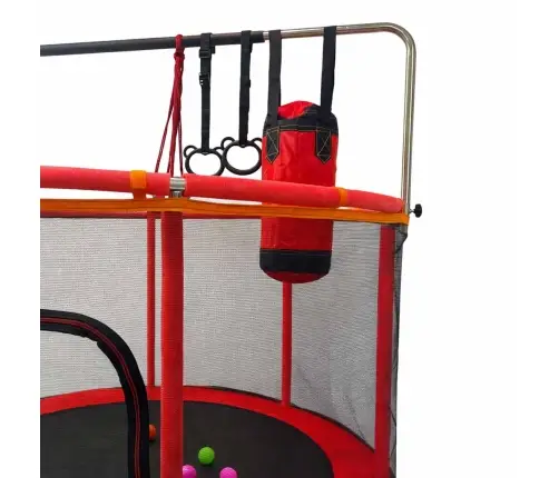 Bērnu batuts dārza bumbu tīkls basketbola 150cm sarkans
