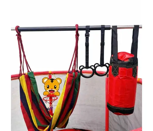 Bērnu batuts dārza bumbu tīkls basketbola 150cm sarkans