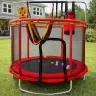 Bērnu batuts dārza bumbu tīkls basketbola 150cm sarkans