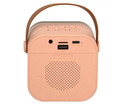 Karaoke komplekts 2 mikrofoni + portatīvais skaļrunis BLUETOOTH USB LED rozā krāsā