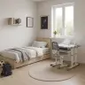 Bērnu rakstāmgalds ar atvilktni krēsls lampa pelēks