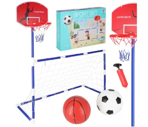 Futbola vārti futbola basketbola tablo basketbola spēle 2in1 2 bumbas sūknis