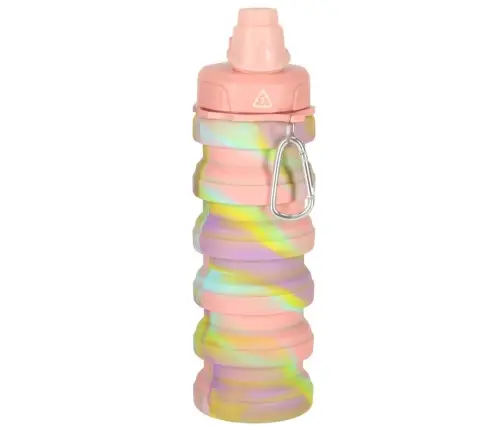 Ūdens pudele bidons silikona locīšanas ar rokturi sporta 500ml varavīksne