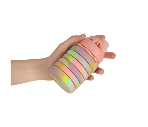 Ūdens pudele bidons silikona locīšanas ar rokturi sporta 500ml varavīksne