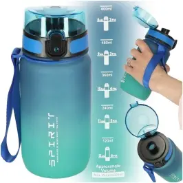 Ūdens pudele bidons ar salmiņa rokturi sporta 600ml zili zaļa Ūdens pudele bidons ar salmiņa rokturi sporta 600ml zili zaļa