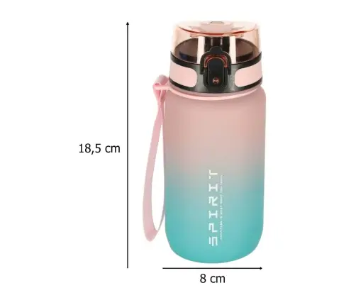 Ūdens pudele bidons ar salmiņa rokturi sporta 600ml rozā-zils