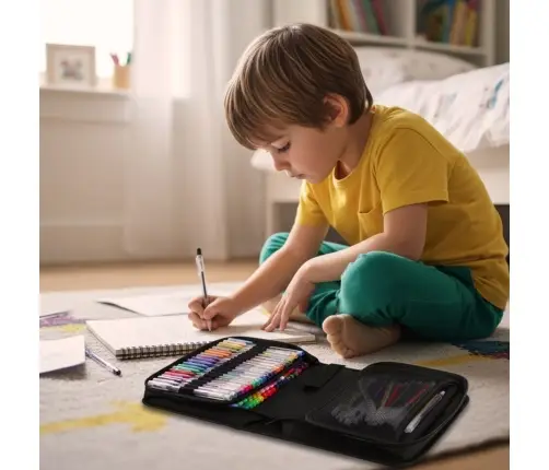 Krāsainas želejas pildspalvas futrālī 100 gab. + 100 uzpildes flakoni