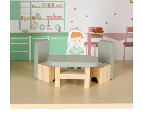 LULILO Peonio koka leļļu māja 70cm LED rozā krāsā