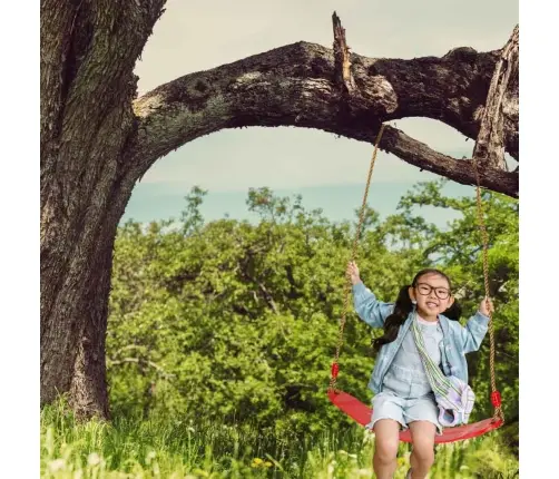 Bērnu dārza šūpoles plakanas izturīgas sarkanas