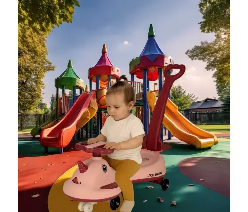 LED Swing FIX S1 gravitācijas skrejritenis ar rokturi rozā krāsā līdz 65 kg