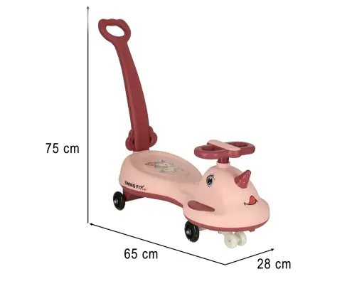 LED Swing FIX S1 gravitācijas skrejritenis ar rokturi rozā krāsā līdz 65 kg