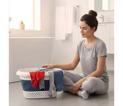 Veļas veļas groza locīšanas silikona lielais grozs 32L