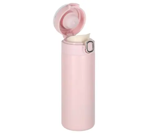 Termiskā krūze ar iemuti LED termoss 420ml rozā krāsā