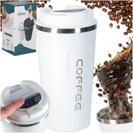 Termiskā krūze ar iemuti LED termoss 500ml balta