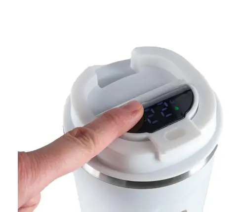 Termiskā krūze ar iemuti LED termoss 500ml balta