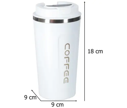 Termiskā krūze ar iemuti LED termoss 500ml balta