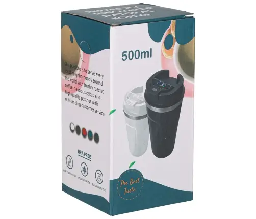 Termiskā krūze ar iemuti LED termoss 500ml melns