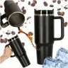 Termiskā krūze ar salmiņu un rokturi termoss 1200ml melns