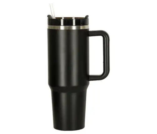 Termiskā krūze ar salmiņu un rokturi termoss 1200ml melns