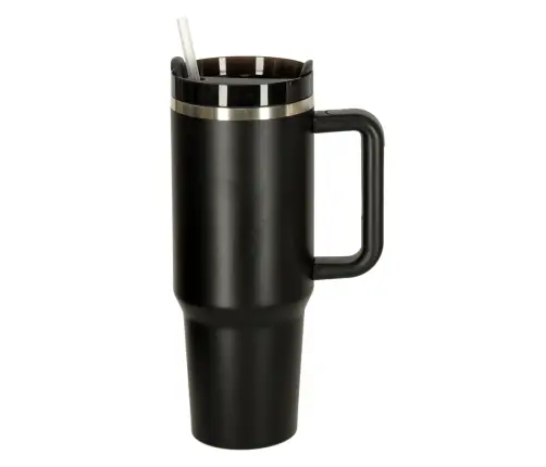 Termiskā krūze ar salmiņu un rokturi termoss 1200ml melns