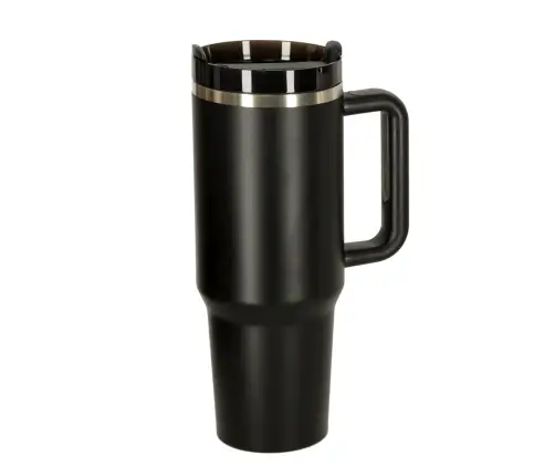 Termiskā krūze ar salmiņu un rokturi termoss 1200ml melns