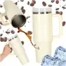 Termiskā krūze ar salmiņu un rokturi termoss 1200ml krēms