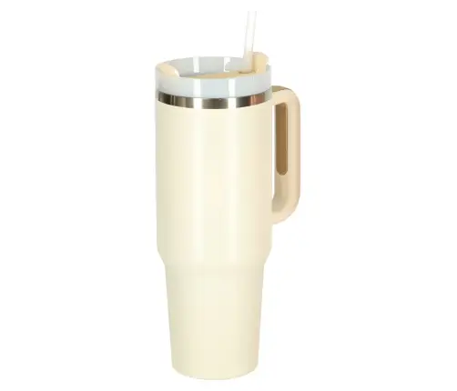 Termiskā krūze ar salmiņu un rokturi termoss 1200ml krēms