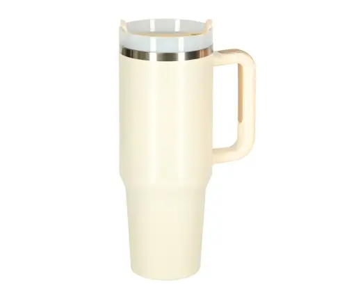 Termiskā krūze ar salmiņu un rokturi termoss 1200ml krēms