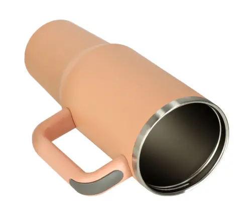 Termiskā krūze ar salmiņu un rokturi termoss 1200ml pulverveida rozā krāsā