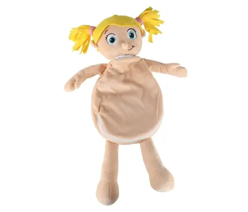 Maskot lelle, kas mācās anatomiju meitene