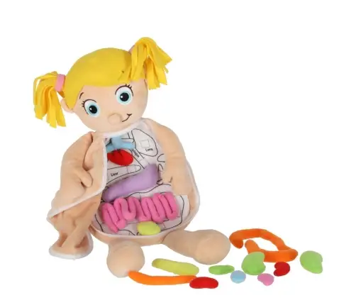 Maskot lelle, kas mācās anatomiju meitene