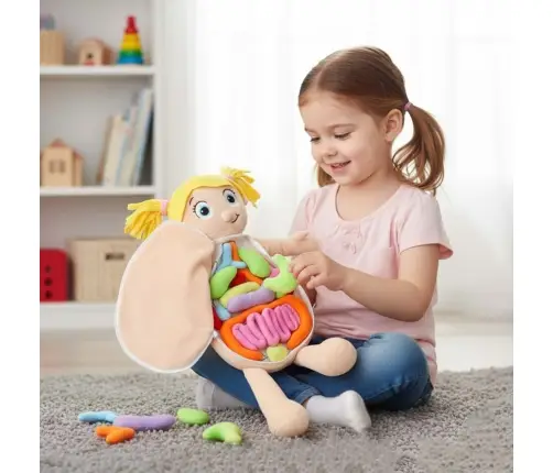 Maskot lelle, kas mācās anatomiju meitene