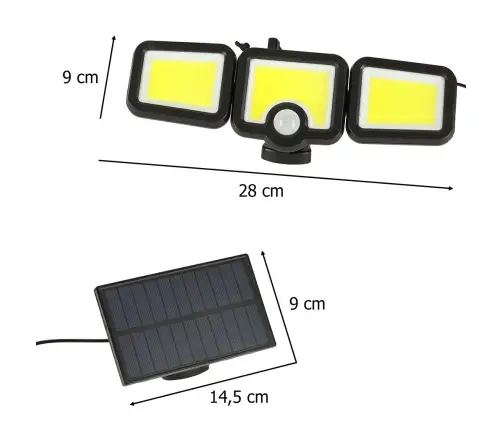 LED saules lampa 3in1 ar krēslas kustības sensoru