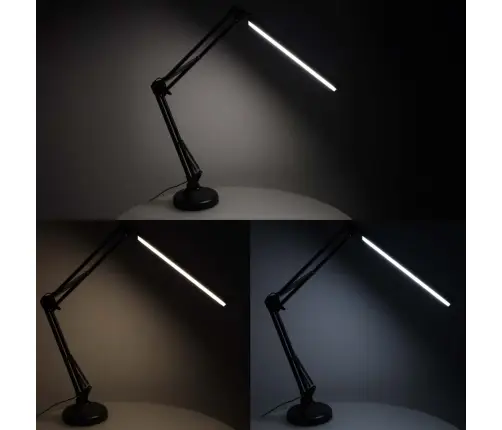 LED galda lampa USB grozāmā roka 2 stiprinājuma metodes