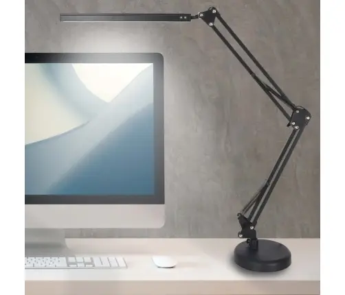 LED galda lampa USB grozāmā roka 2 stiprinājuma metodes