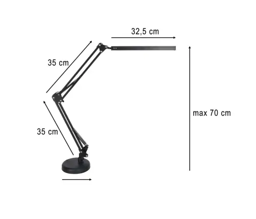 LED galda lampa USB grozāmā roka 2 stiprinājuma metodes