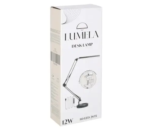 LED galda lampa USB grozāmā roka 2 stiprinājuma metodes