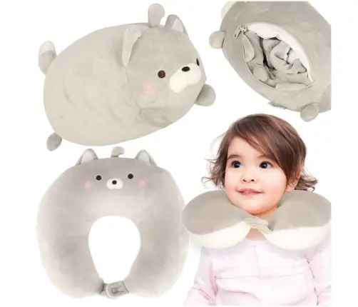 Ceļojumu spilvens 2in1 kakla rullis lidmašīnai automašīnai talismans kaķis