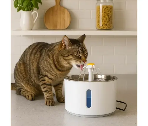 Dzirdinātājs strūklaka sunim kaķim automātiskais USB LED dzirdinātājs 2,4 l tīrīšanas filtrs