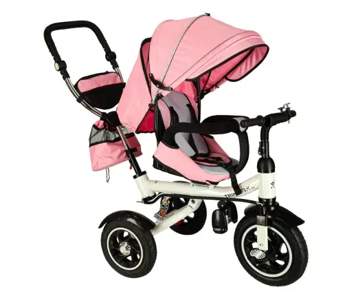 Trike Fix V3 tricikls 3in1 ratiņi velosipēds 360 grozāms bezmaksas ritenis rozā krāsā