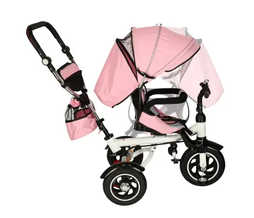 Trike Fix V3 tricikls 3in1 ratiņi velosipēds 360 grozāms bezmaksas ritenis rozā krāsā