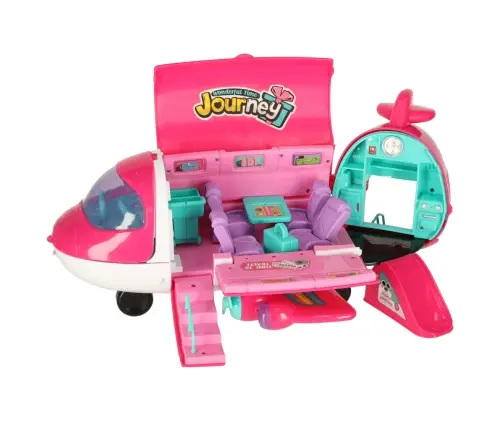 Pasažieru lidmašīna lellēm 2in1 saliekamie aksesuāri rozā krāsā