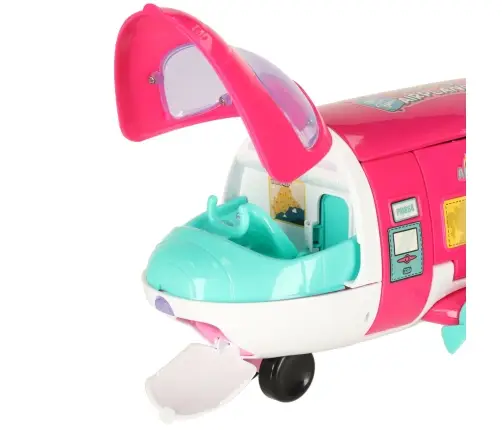 Pasažieru lidmašīna lellēm 2in1 saliekamie aksesuāri rozā krāsā