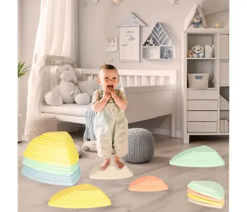 Sensorais ceļš upes akmeņi līdzsvara apmācībai grīda ir lava play 11 elementi pasteļtoņi