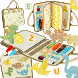 Sensorā sensorā montessori manipulatīvā tāfele dinozauru gadījumā Sensorā sensorā montessori manipulatīvā tāfele dinozauru gadījumā