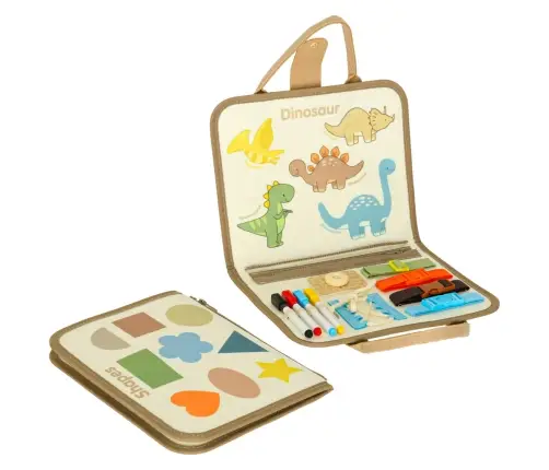 Sensorā sensorā montessori manipulatīvā tāfele dinozauru gadījumā