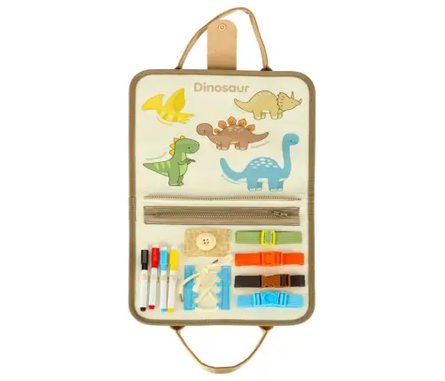 Sensorā sensorā montessori manipulatīvā tāfele dinozauru gadījumā