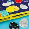 Sensorās manipulācijas dēlis montessori mugursomas futrālis zils