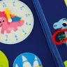 Sensorās manipulācijas dēlis montessori mugursomas futrālis zils